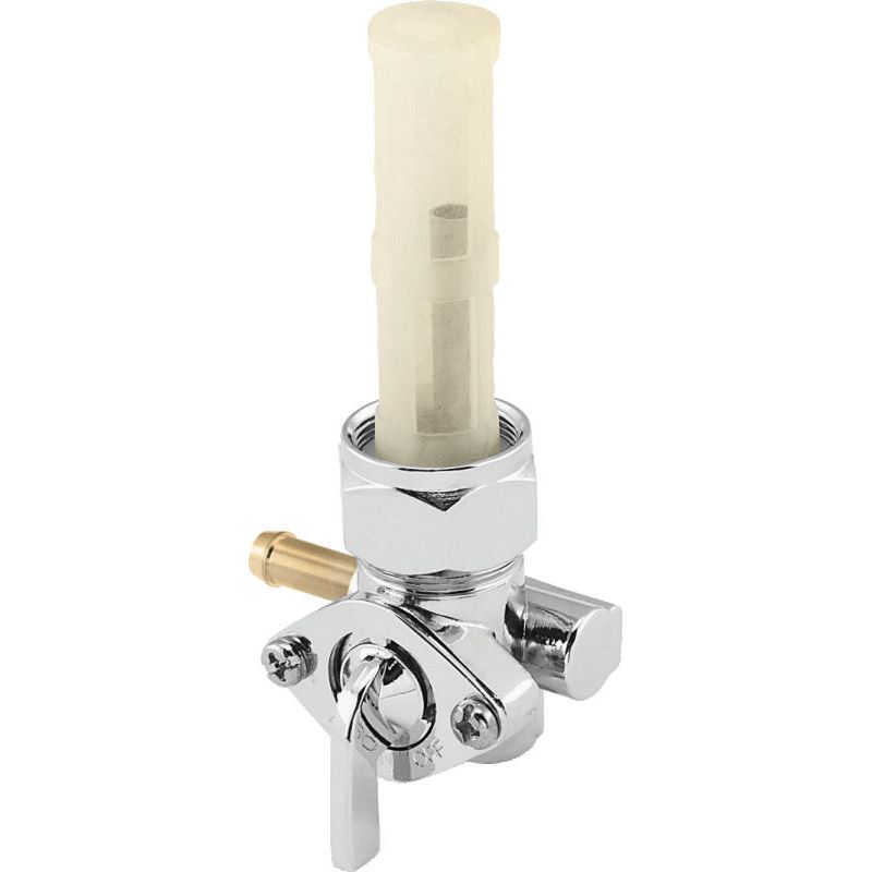 Bikers Choice Chrome 22MM Petcock With Screen Left Outlet Custom Universal