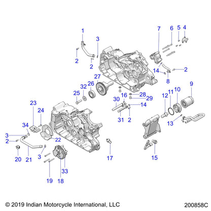 Indian Motorcycle Oil Pump Assembly, Genuine OEM Part 1205470, Qty 1
