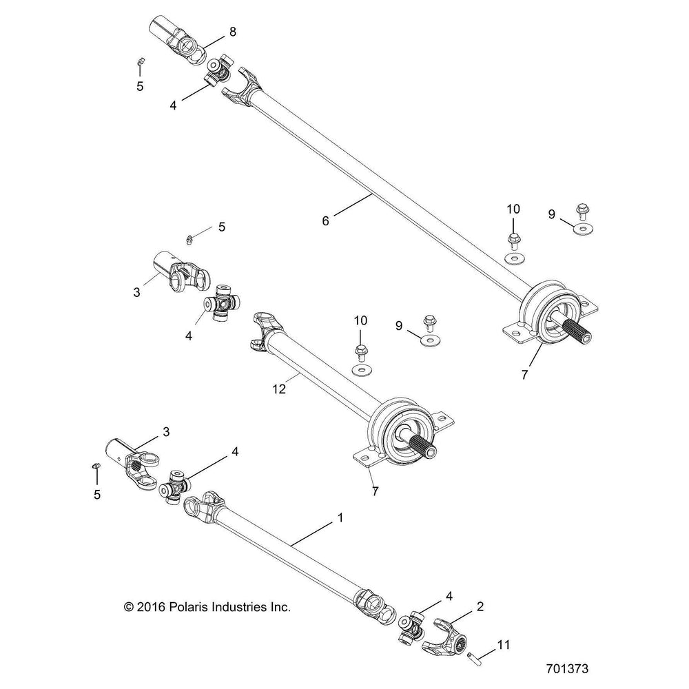 Polaris Ranger Propshaft Assembly, Mid, Genuine OEM Part 1333669, Qty 1