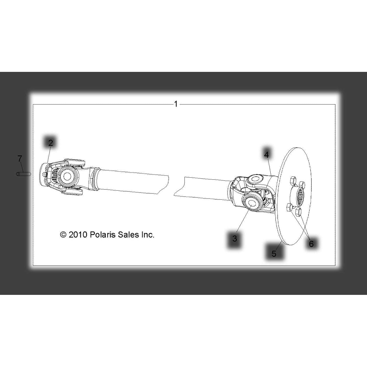 Polaris Ranger Prop Shaft Assembly, Front, Genuine OEM Part 1332794, Qty 1