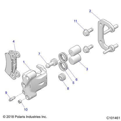 Polaris ATV Brake Caliper Assembly, Left, Genuine OEM Part 1913274, Qty 1