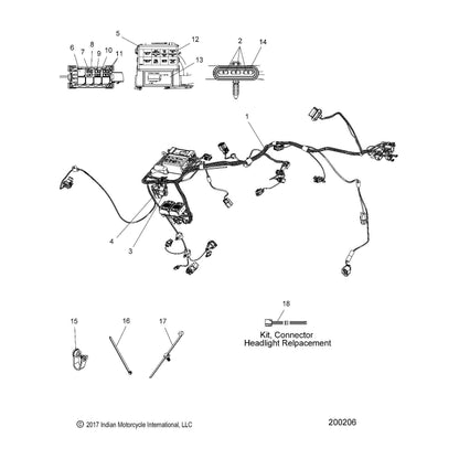 Indian Motorcycle Chassis Harness, Genuine OEM Part 2414093, Qty 1