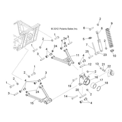 Polaris Ranger Control Arm Weld, Upper, Matte Black, Genuine OEM Part 1018189-458, Qty 1