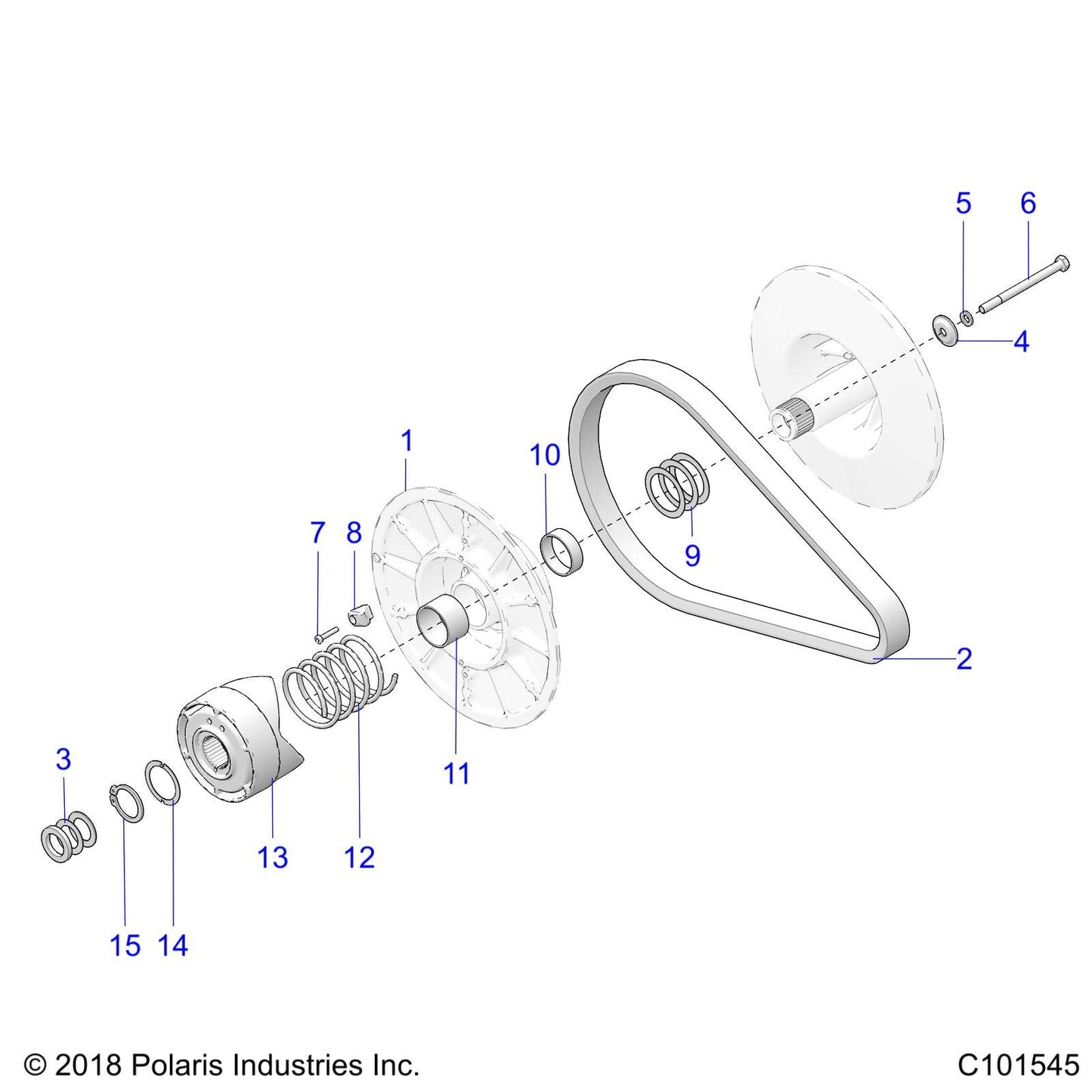 Polaris ATV Driven Clutch Assembly, 37-41, Black, Genuine OEM Part 1322960, Qty 1