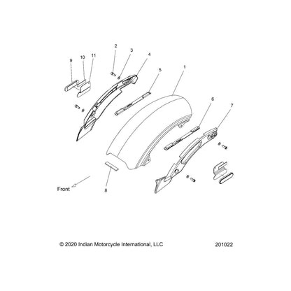 Indian Motorcycle Fender Assembly, Rear, Suede Sagebrush Green Metallic, Genuine OEM Part 1021870-685, Qty 1