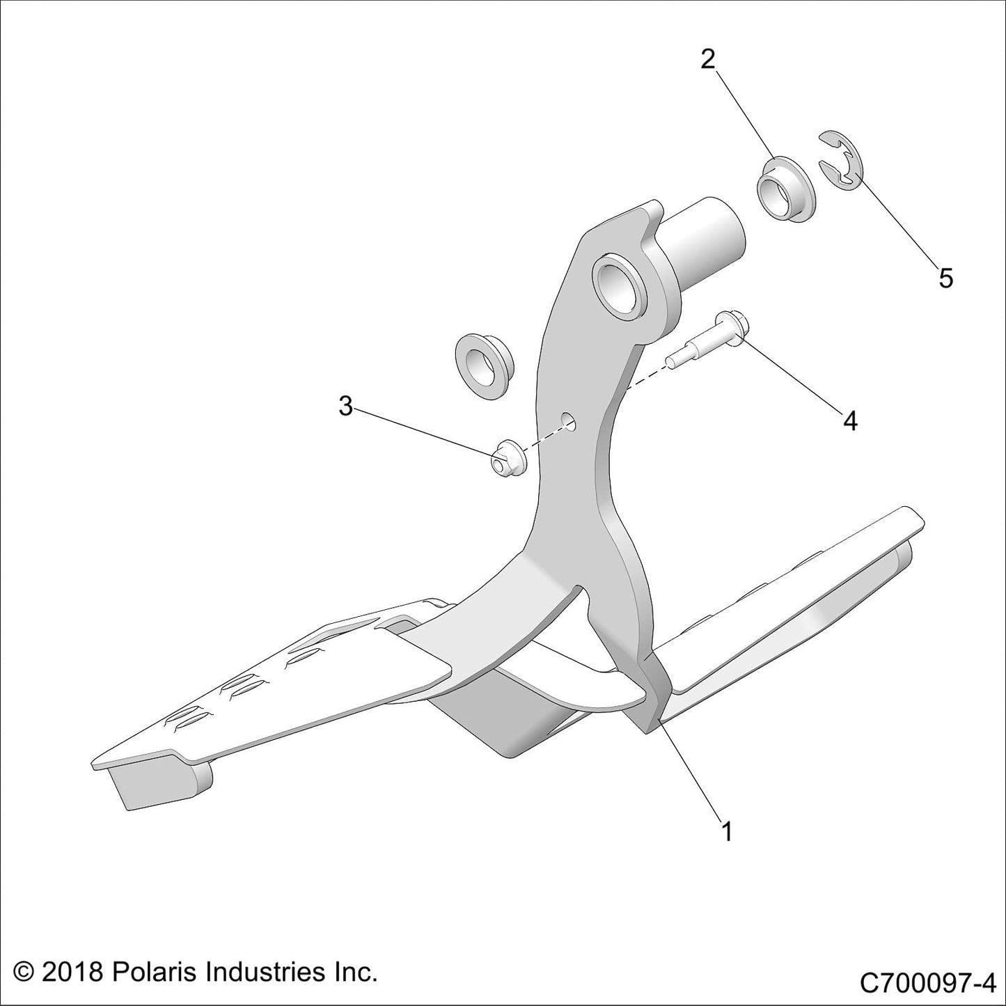 Polaris RZR Brake Pedal Weld, Matte Black, Genuine OEM Part 1023075-458, Qty 1