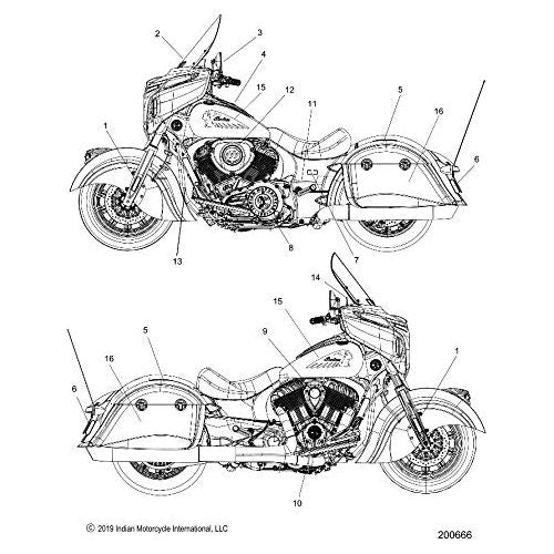Polaris Indian Motorcycle Service Kit, Tank Graphic, Gold Headdress, Genuine OEM Part 2206122, Qty 1