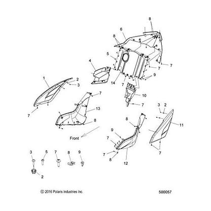 Polaris Slingshot Rear Wing Panel, Outer, Left, Genuine OEM Part 5455295-599, Qty 1