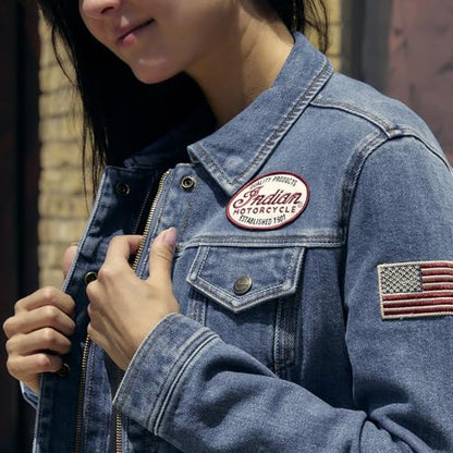 Indian Motorcycle Women's Denim Jacket, Blue - S - 286284502
