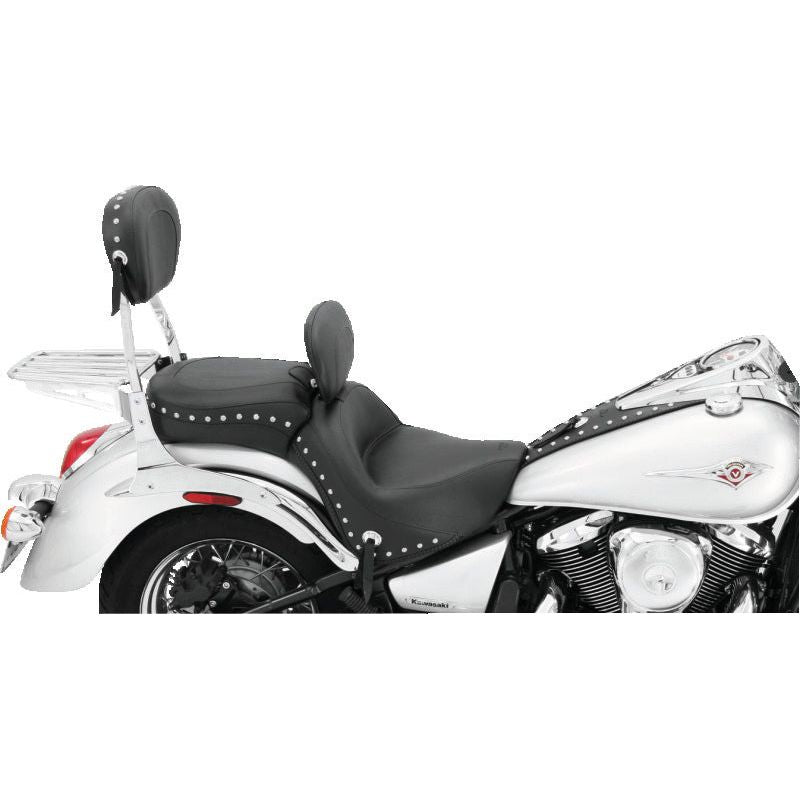 Mustang 06-21 Kawasaki Vulcan 900 Classic, Custom Touring 1PC Seat w/Driver Backrest Studs - Black