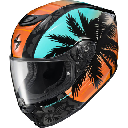 Exo R330 Full Face Helmet Tubbs Light Blue/Orange Sm