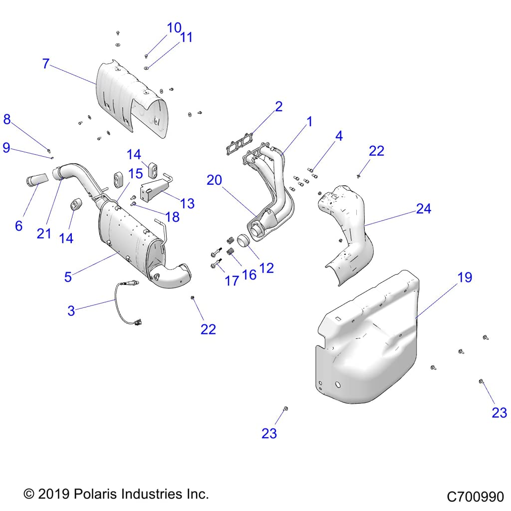 Polaris Ranger Headpipe Assembly, Genuine OEM Part 1263086, Qty 1