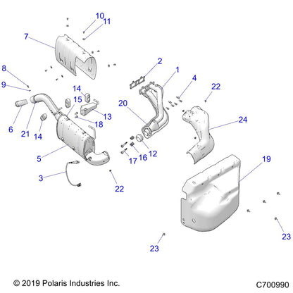 Polaris Ranger Headpipe Assembly, Genuine OEM Part 1263086, Qty 1