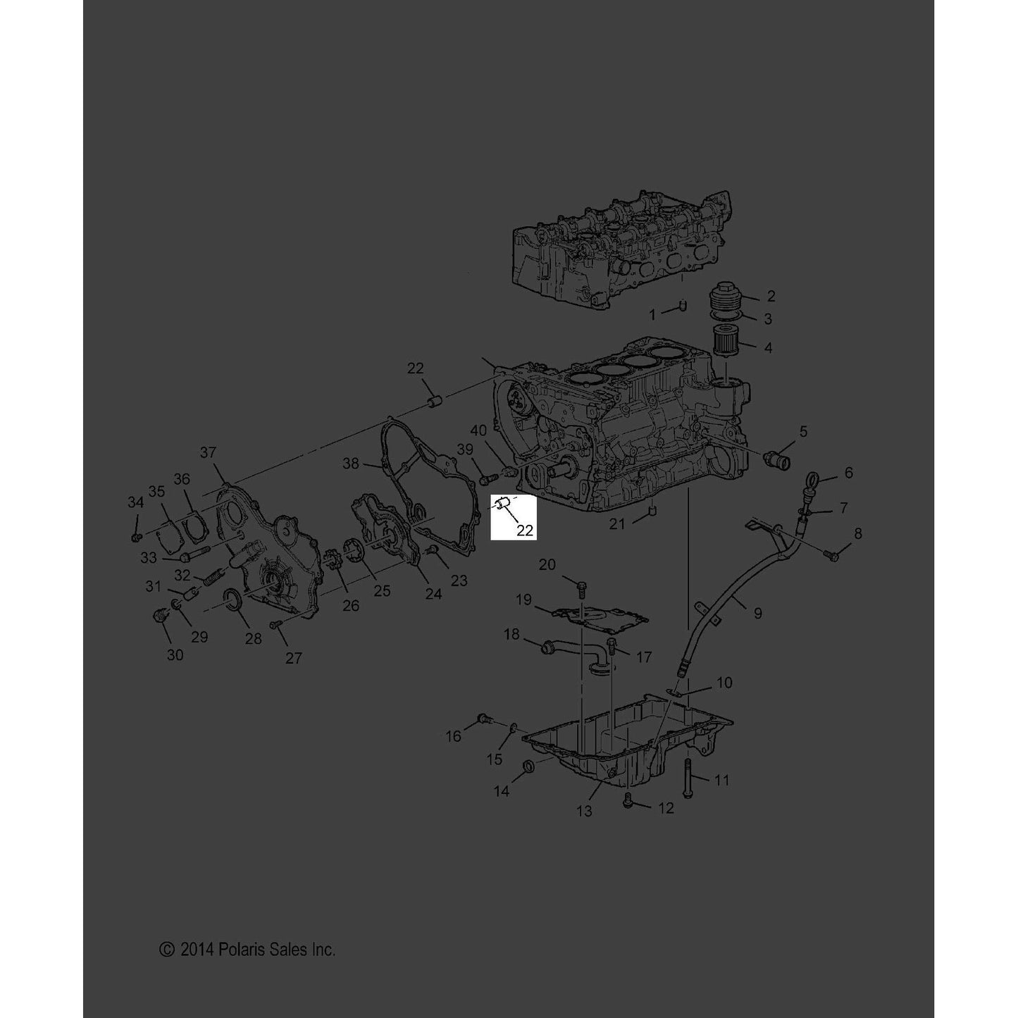 Polaris Slingshot Engine Cover, Front, Genuine OEM Part 22531637, Qty 1