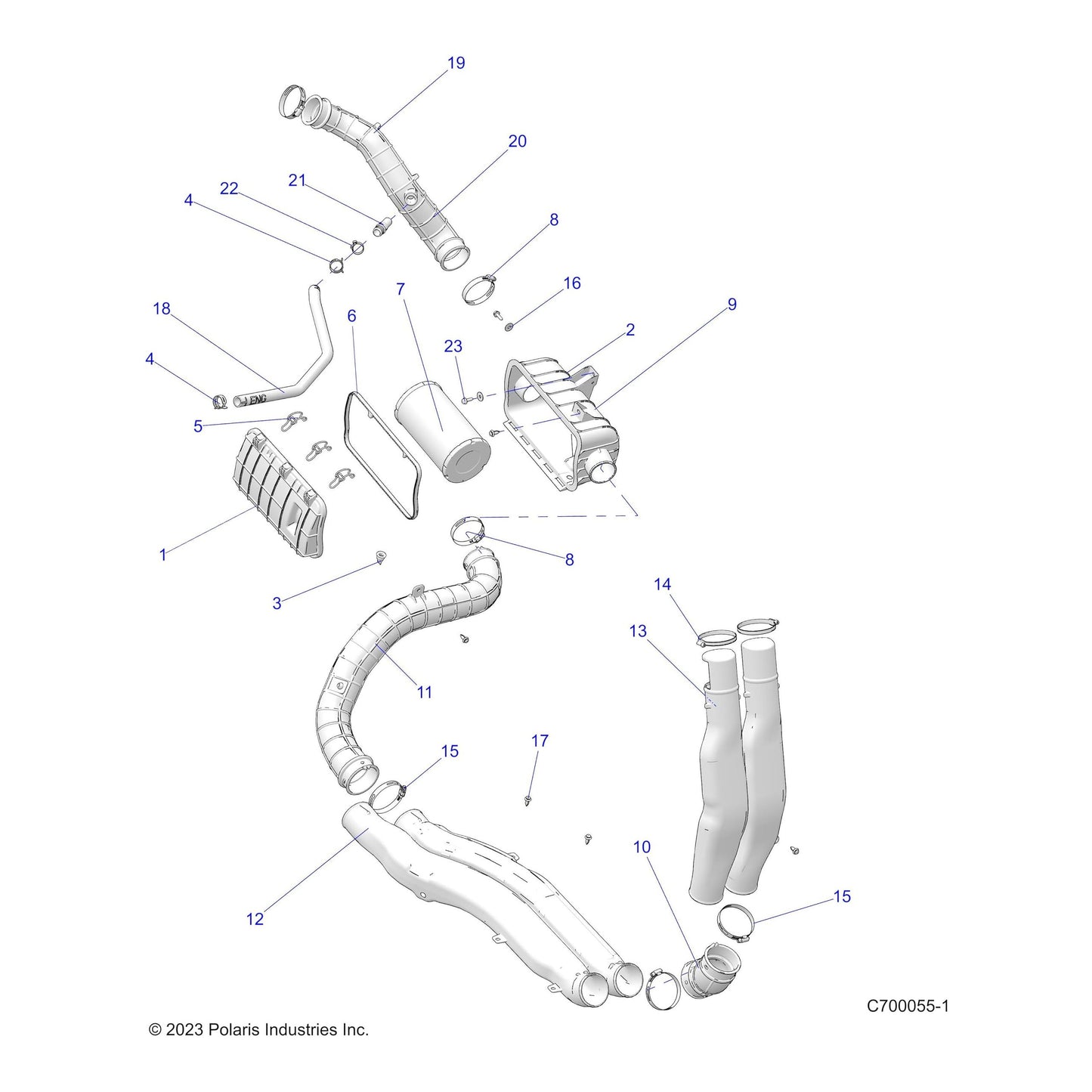 Polaris Ranger Airbox to Tunnel Hose, Genuine OEM Part 5416169, Qty 1