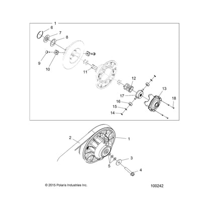 Polaris ATV Tied Clutch Driven Assembly, Genuine OEM Part 1323296, Qty 1