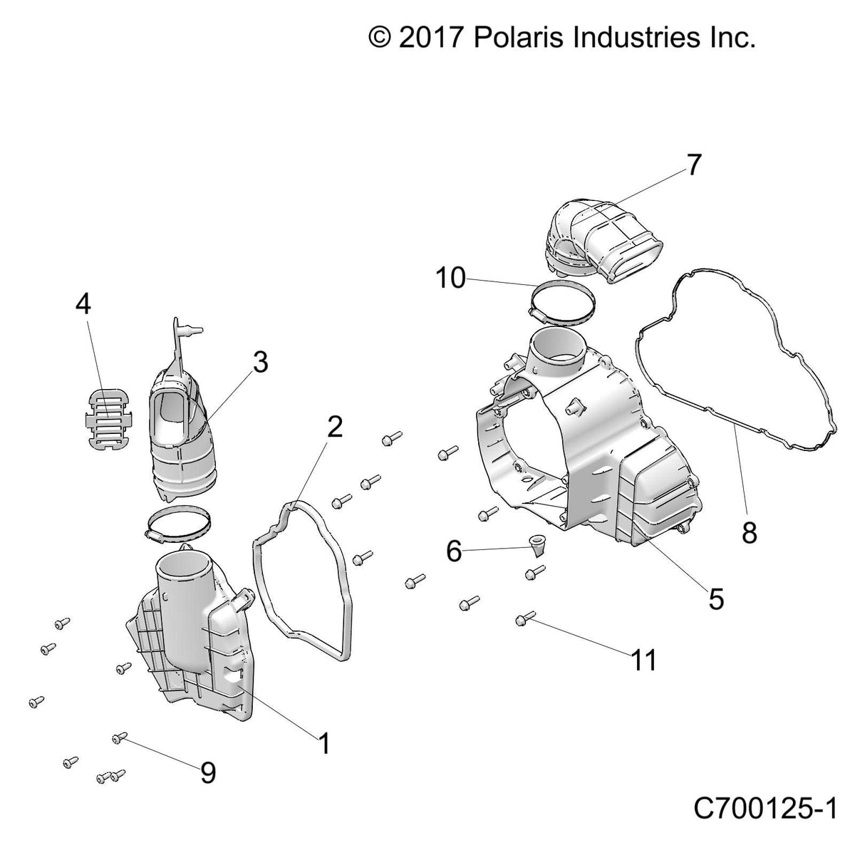 Polaris Ranger Alternator Inlet Duct, Genuine OEM Part 5416468, Qty 1