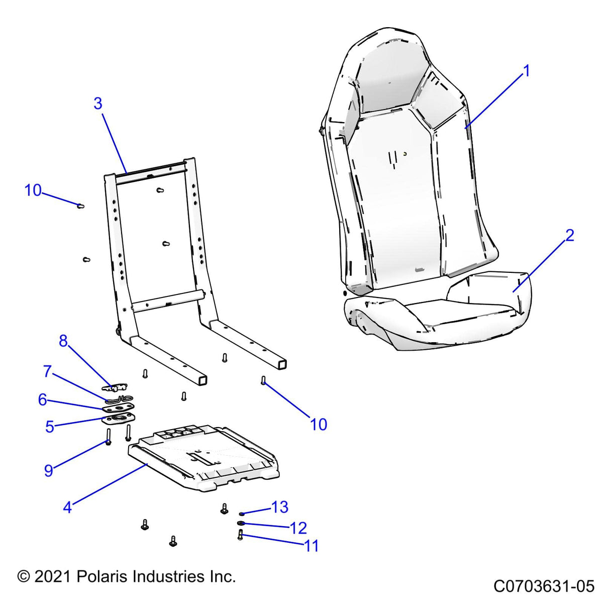 Polaris RZR ASM-SEAT BTM,MTAN/BLK,BLK ST [R99AZ][R99BZ], Genuine OEM Part 2689617, Qty 1