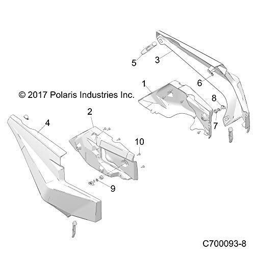 Polaris RZR Air Deflector Panel, Right, Genuine OEM Part 5453971-070, Qty 1