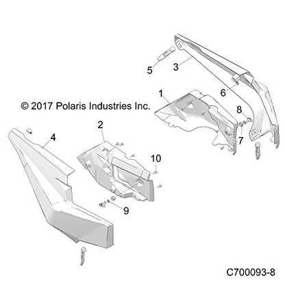 Polaris RZR Air Deflector Panel, Right, Genuine OEM Part 5453971-070, Qty 1