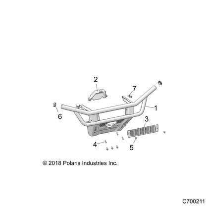 Polaris Ranger Bumper, Matte Black, Genuine OEM Part 1020136-458, Qty 1