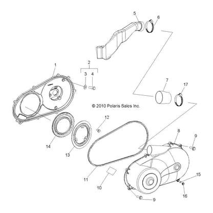 Polaris Ranger Clutch Duct, Air Outlet, Genuine OEM Part 5438197, Qty 1