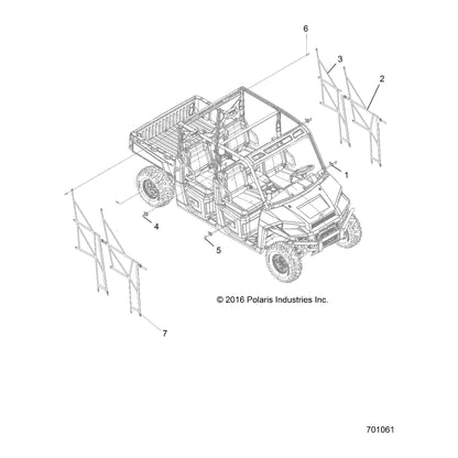 Polaris Ranger Rear Door Nets, Genuine OEM Part 2687461, Qty 1