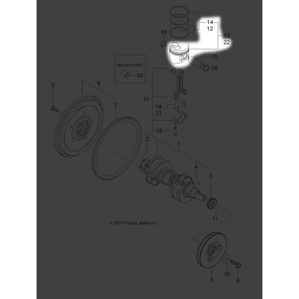 Polaris Off Road Piston Assembly, OS .25, Genuine OEM Part 3070116, Qty 1
