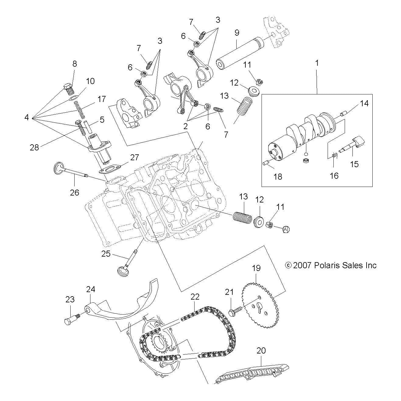 Polaris Ranger Camshaft Assembly, Genuine OEM Part 3085855, Qty 1