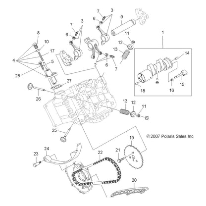 Polaris Ranger Camshaft Assembly, Genuine OEM Part 3085855, Qty 1