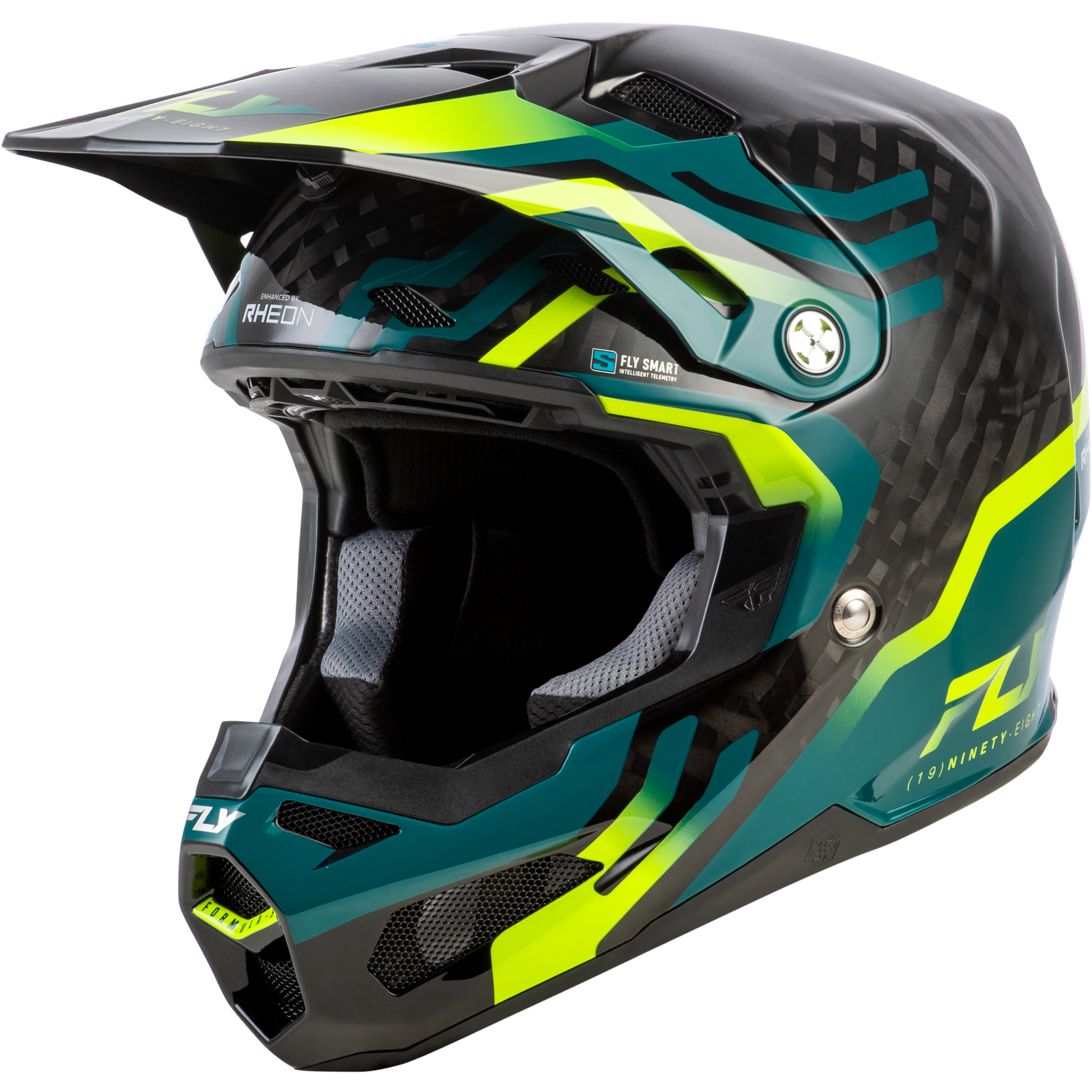 Formula S Carbon Byte Helmet Black Carbon/Teal/Lime 2x