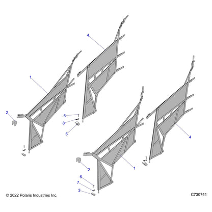 Polaris Ranger Side Net, Rear, Genuine OEM Part 2685125, Qty 1