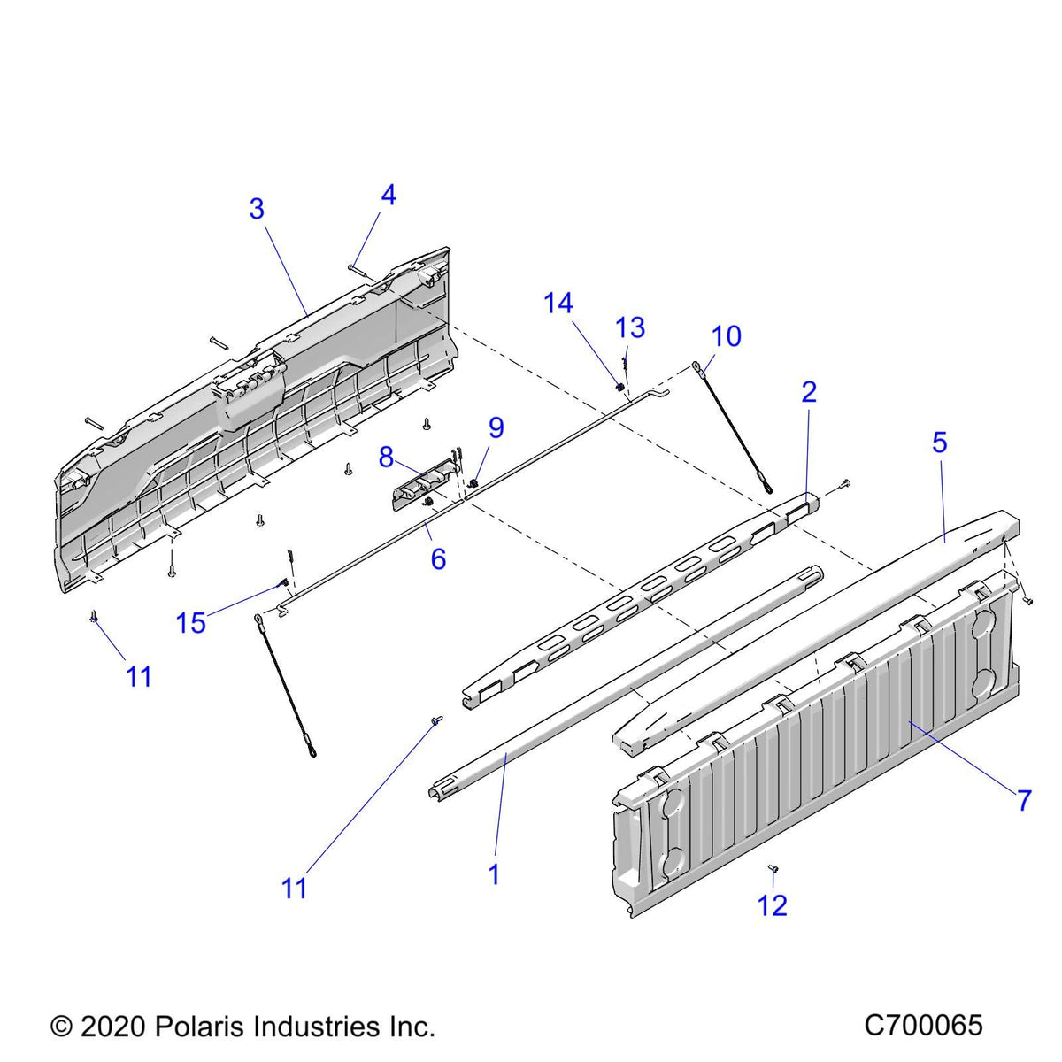 Polaris Ranger ASM-Tailgate, BLK, Genuine OEM Part 2636533-070, Qty 1