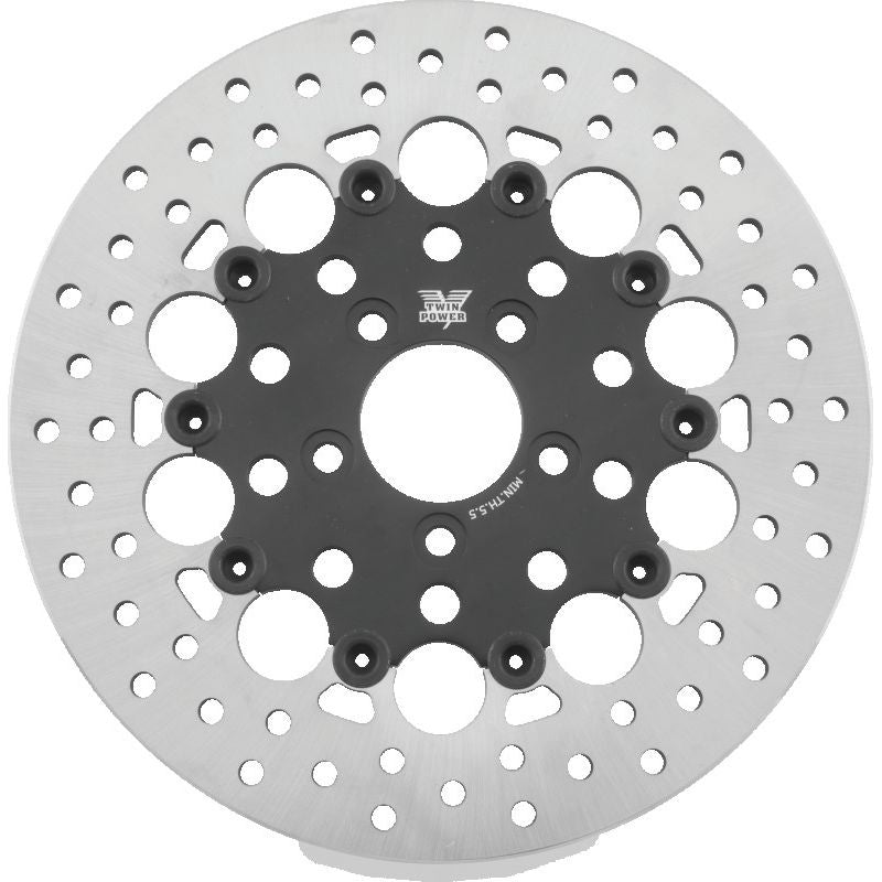 Twin Power 08-Up FLH FLT Rear 11.8 Floating Rotor W/Holes Black