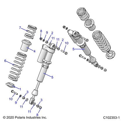 Polaris ATV Spring-RR,55, PRM Triple adj,t,rd, Genuine OEM Part 7045173-293, Qty 1