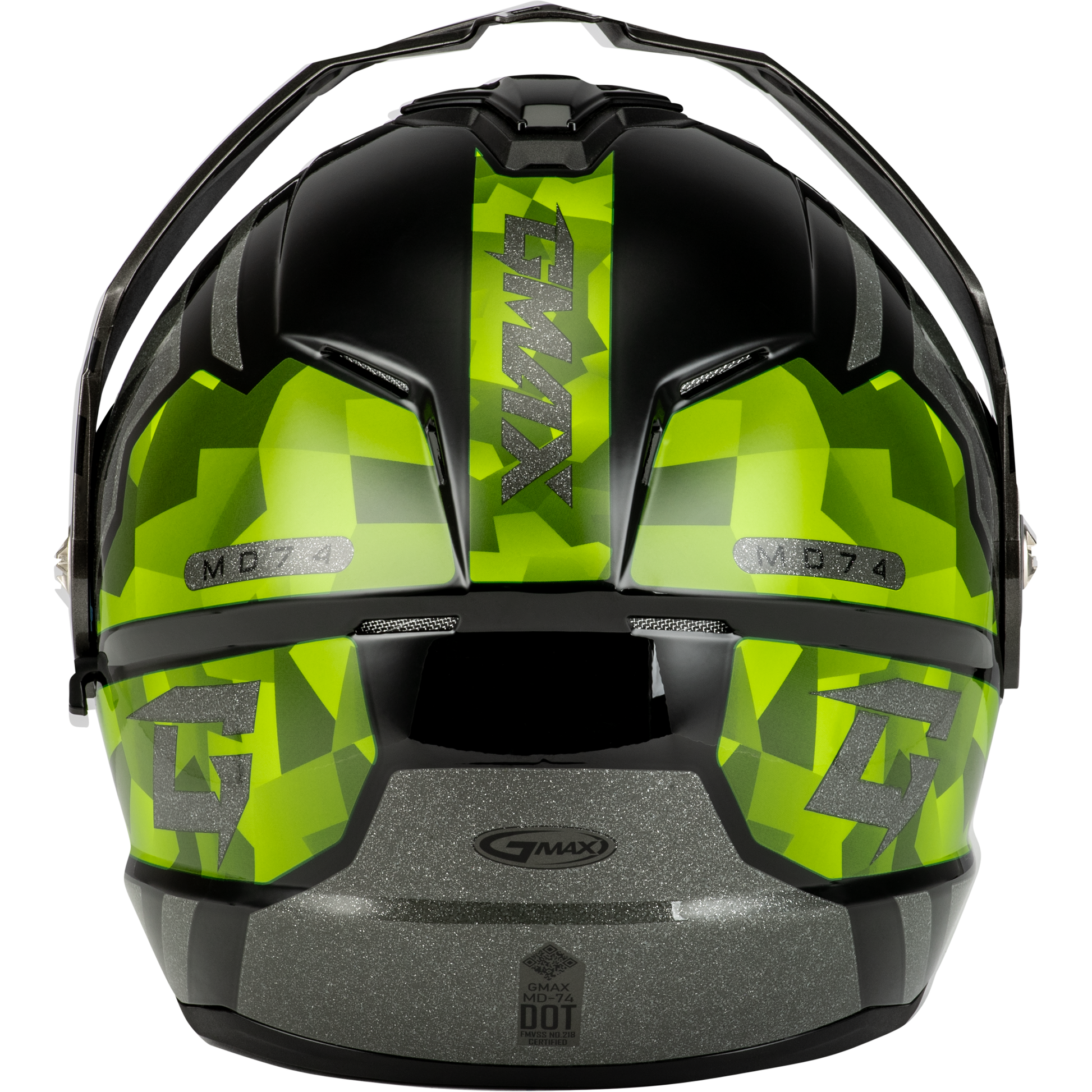 Md 74 Striker Modular Helmet W Gld Shld Blk/Slvr/Grn Mtlc Lg