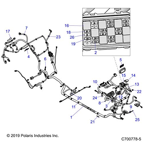 Polaris RZR Chassis Harness, MP, LV, AUD, [incl All], Genuine OEM Part 2415040, Qty 1