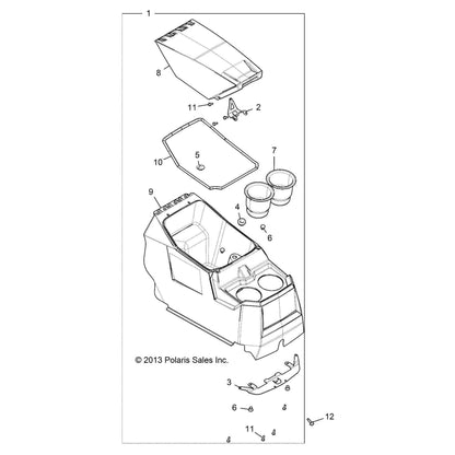 Polaris Ranger Main Console, Center, Black, Genuine OEM Part 5450124-070, Qty 1