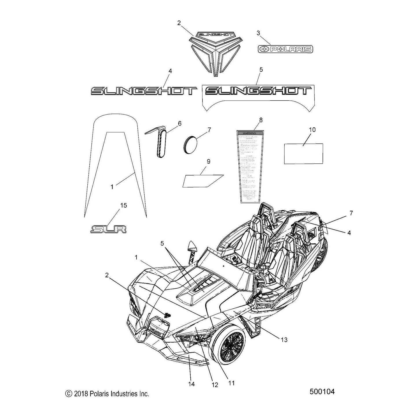 Polaris Slingshot Hood Vent Decal, Genuine OEM Part 7189370, Qty 1