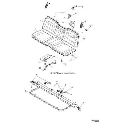 Polaris Ranger Back Seat, Gloss Black, RANGER, Genuine OEM Part 2684885-070, Qty 1