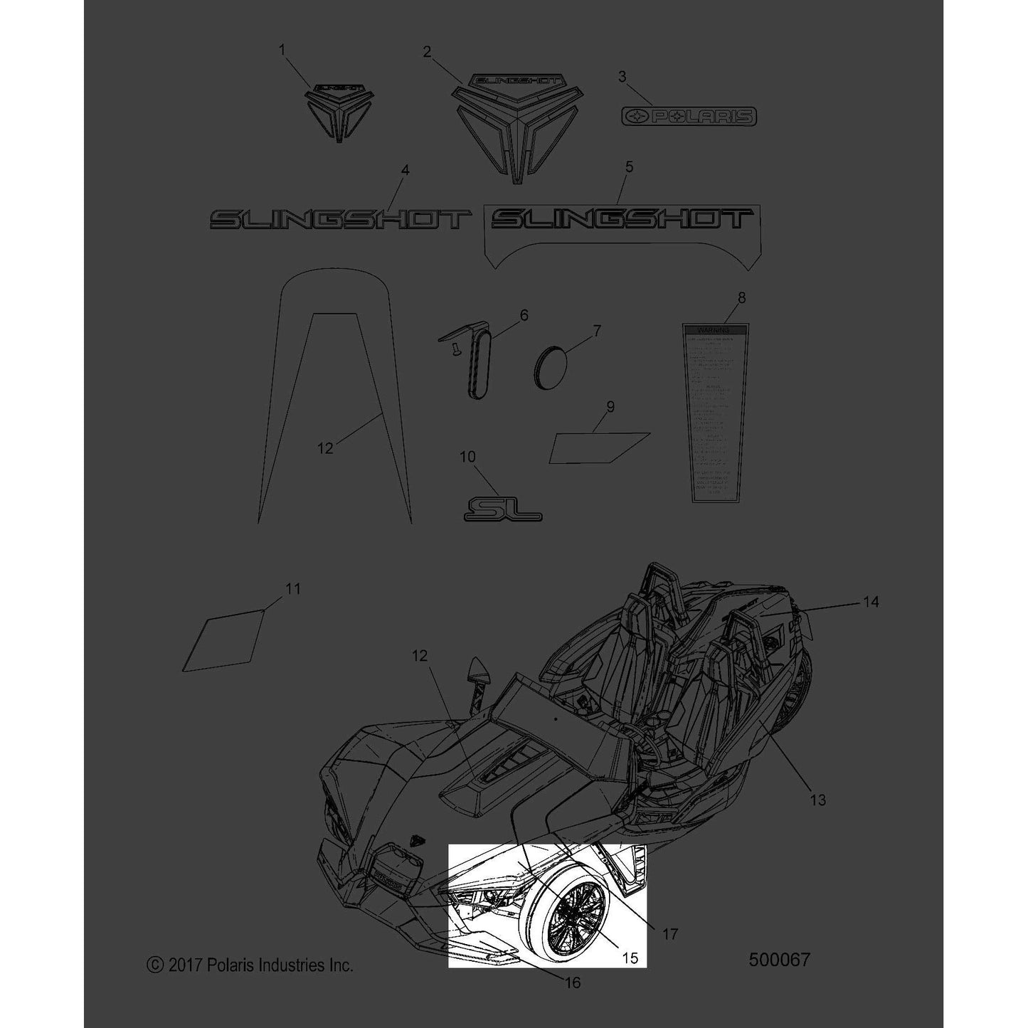 Polaris Slingshot Front Fender Decal, Left, Orange Madness, Genuine OEM Part 7185189, Qty 1