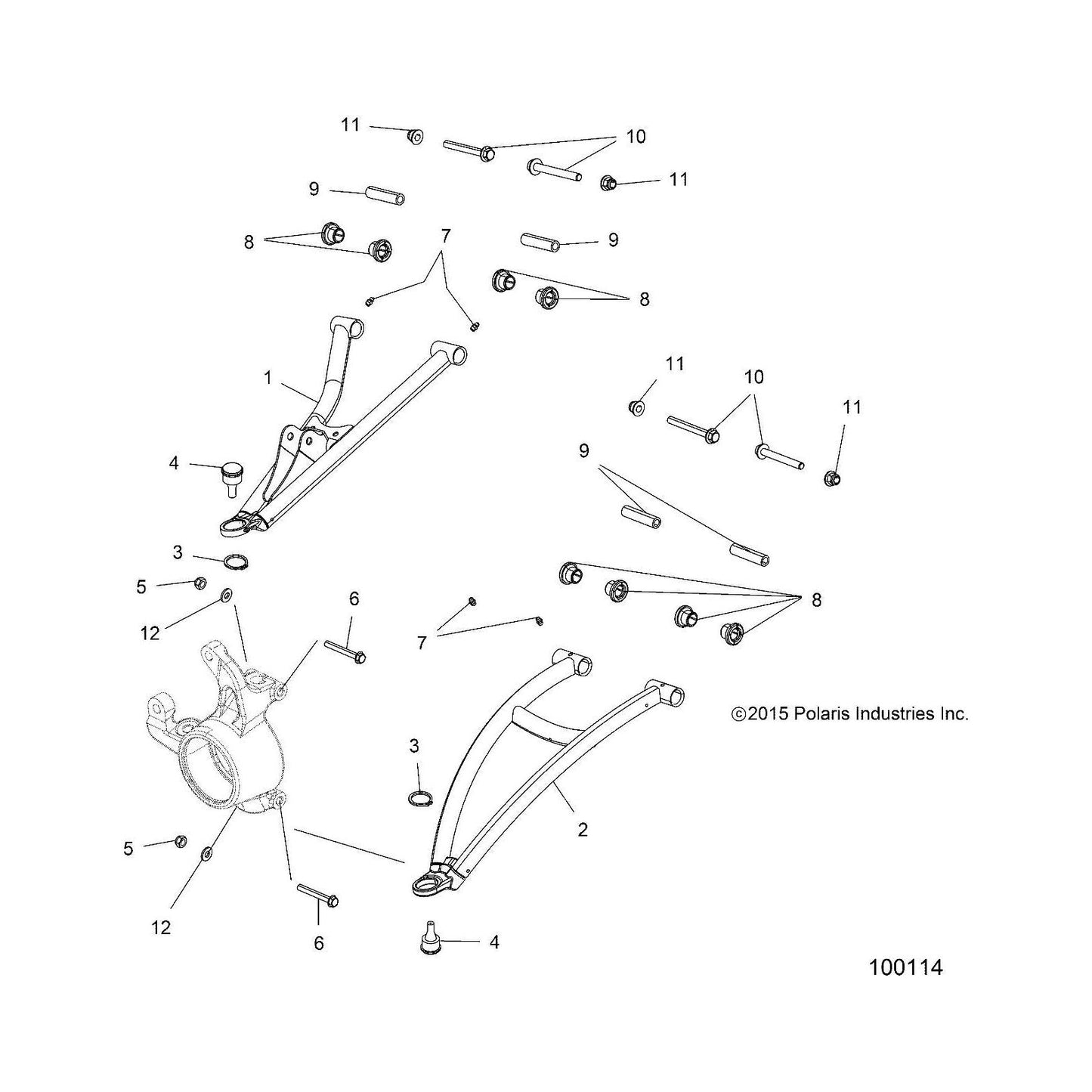 Polaris ATV Arm Control, Front, Upper, Left, Orange Burst, Genuine OEM Part 1019808-647, Qty 1