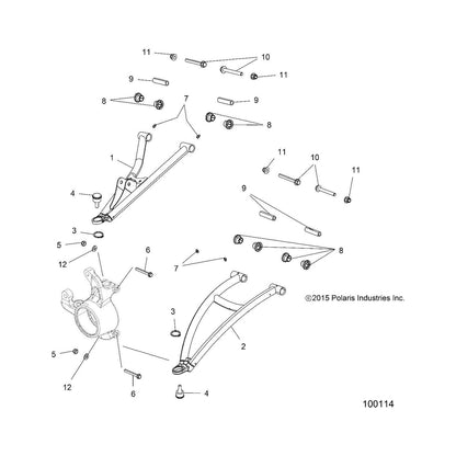 Polaris ATV Arm Control, Front, Upper, Left, Orange Burst, Genuine OEM Part 1019808-647, Qty 1