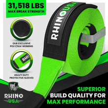 Rhino USA Recovery Tow Strap 3Inx30Ft (Green)
