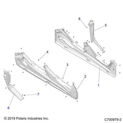 Polaris RZR B Pillar Cover, Left Side, Gloss Black, Genuine OEM Part 2635916-070, Qty 1