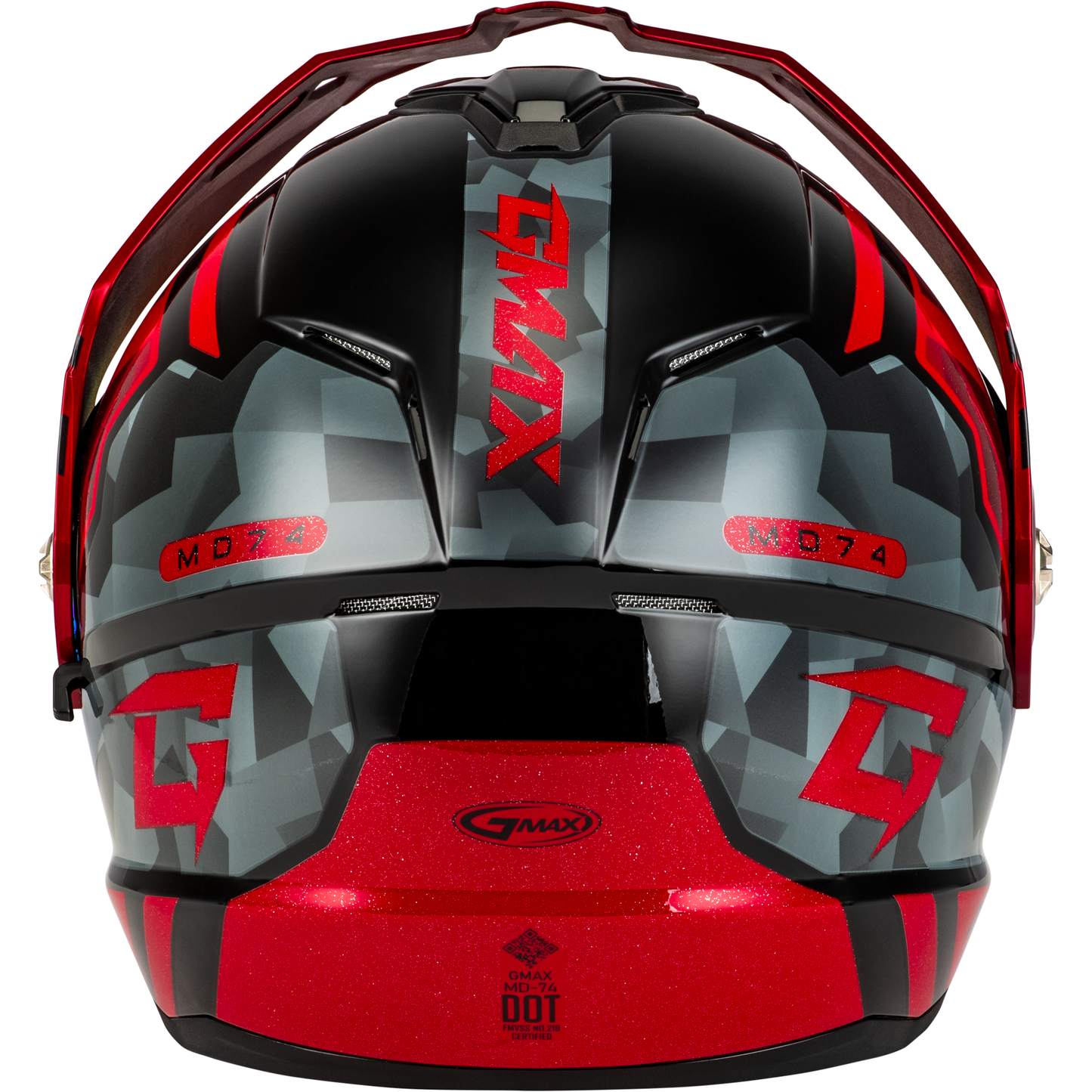 Md 74 Striker Modular Helmet W Red Shield Blk/Gry/Rd Mtlc 2x