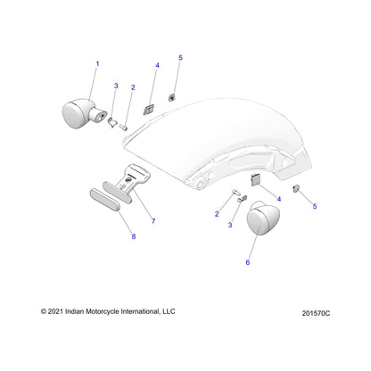 Indian Motorcycle Reflector Mount, Rear, Genuine OEM Part 5455107, Qty 1