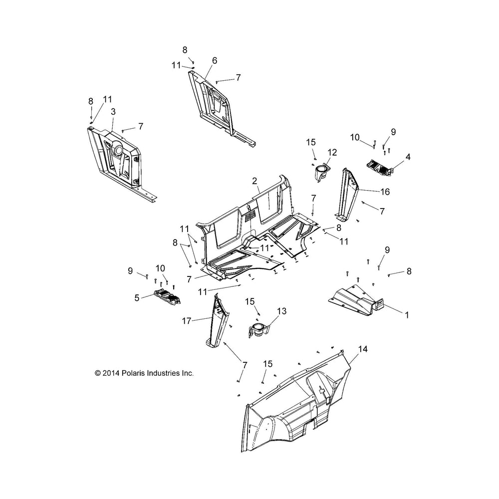 
                      
                        Polaris GEM Floor, Rear, Genuine OEM Part 5438604-070, Qty 1
                      
                    