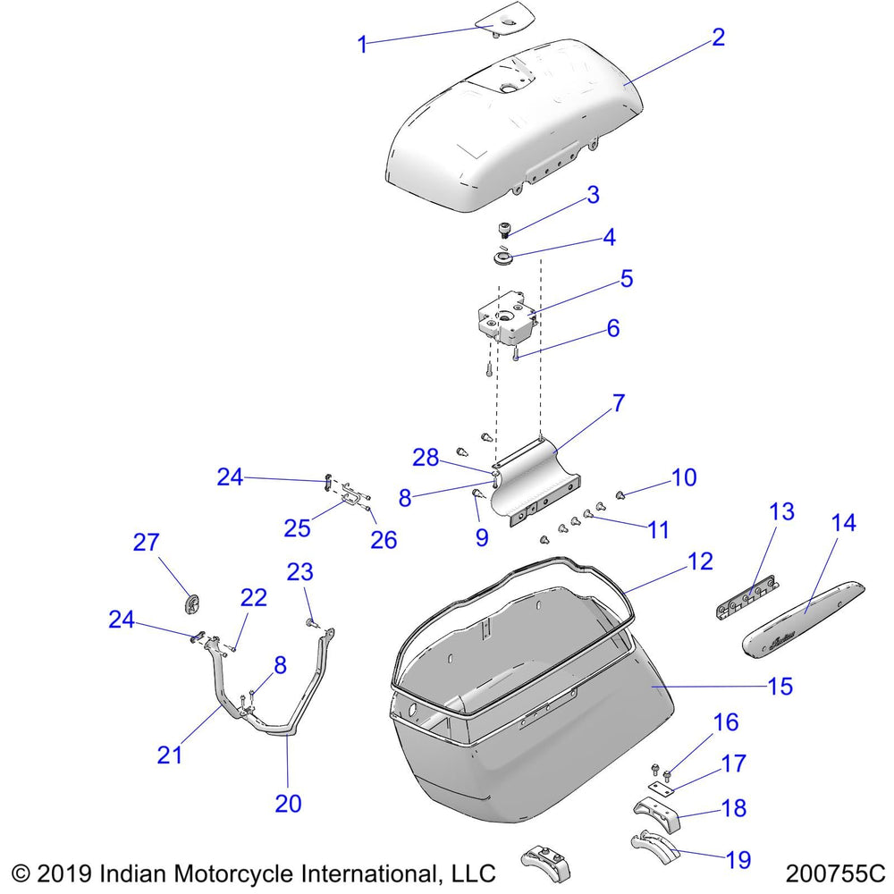 
                      
                        Indian Motorcycle Saddlebag Hinge Cover, Left, Genuine OEM Part 5633981-01, Qty 1
                      
                    