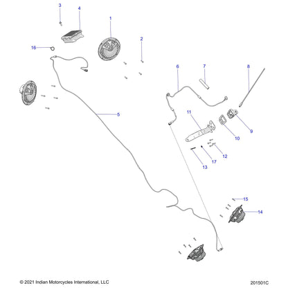 Indian Motorcycle Saddlebag Wire Cover, Short, Genuine OEM Part 5522256, Qty 1